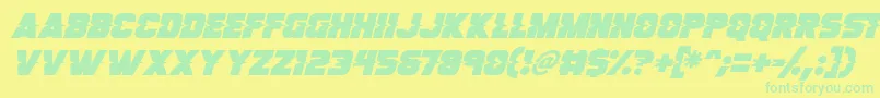 フォントSon Of A Glitch Italic – 黄色い背景に緑の文字