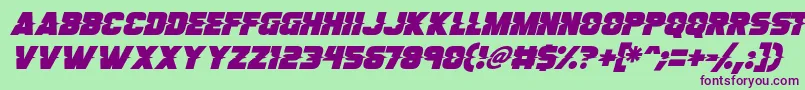 フォントSon Of A Glitch Italic – 緑の背景に紫のフォント