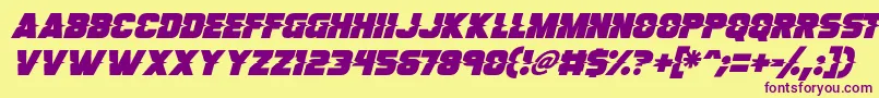 Son Of A Glitch Italic-Schriftart – Violette Schriften auf gelbem Hintergrund