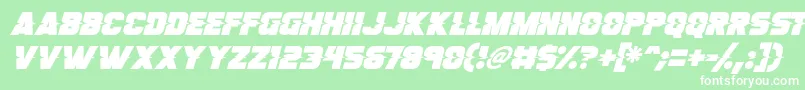 Fonte Son Of A Glitch Italic – fontes brancas em um fundo verde