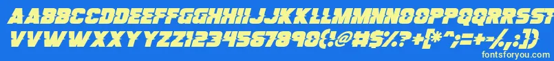 フォントSon Of A Glitch Italic – 黄色の文字、青い背景