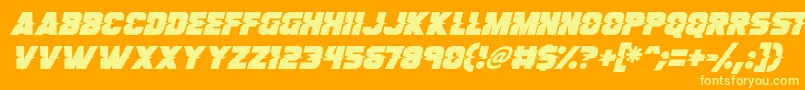 Son Of A Glitch Italic-Schriftart – Gelbe Schriften auf orangefarbenem Hintergrund
