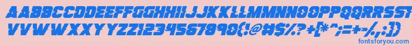 Fonte Son Of A Glitch Italic – fontes azuis em um fundo rosa
