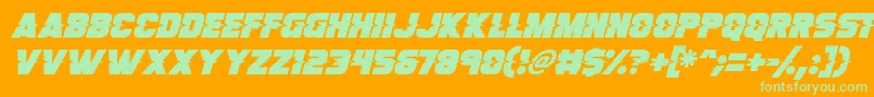 Son Of A Glitch Italicフォントについての詳細 フォントSon Of A Glitch Italic – オレンジの背景に緑のフォント