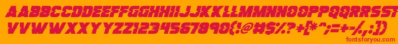 フォントSon Of A Glitch Italic – オレンジの背景に赤い文字