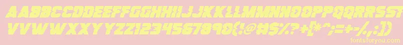 Fonte Son Of A Glitch Italic – fontes amarelas em um fundo rosa