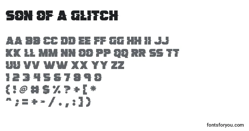 Шрифт Son Of A Glitch – алфавит, цифры, специальные символы
