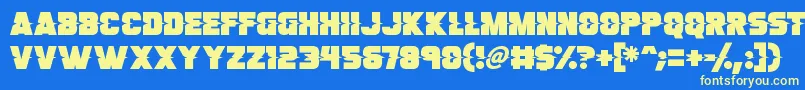 Son Of A Glitch-Schriftart – Gelbe Schriften auf blauem Hintergrund