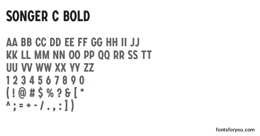 Schriftart SONGER C Bold – Alphabet, Zahlen, spezielle Symbole
