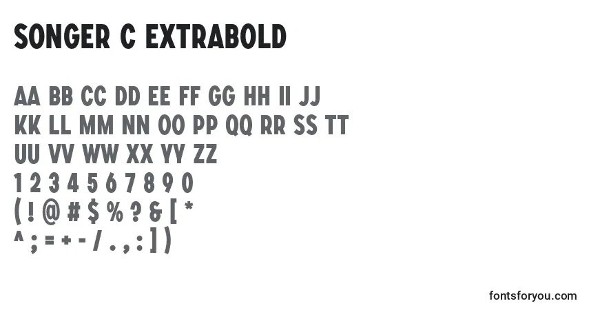 Schriftart SONGER C ExtraBold – Alphabet, Zahlen, spezielle Symbole