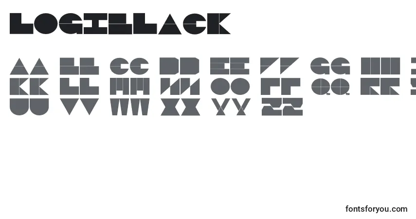 A fonte LogiBlack – alfabeto, números, caracteres especiais