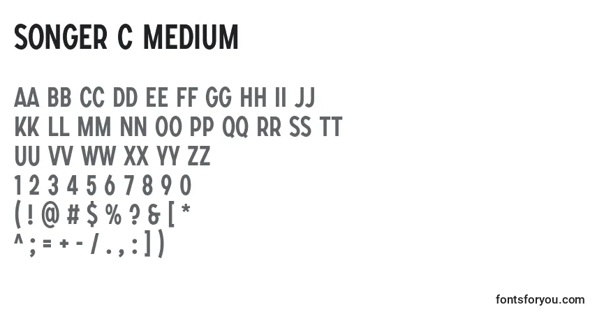 Schriftart SONGER C Medium – Alphabet, Zahlen, spezielle Symbole