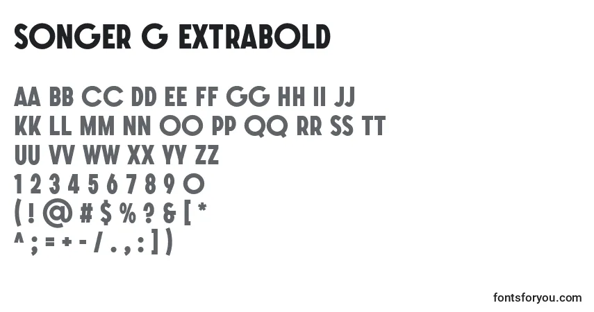 Schriftart SONGER G ExtraBold – Alphabet, Zahlen, spezielle Symbole