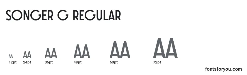 Размеры шрифта SONGER G Regular