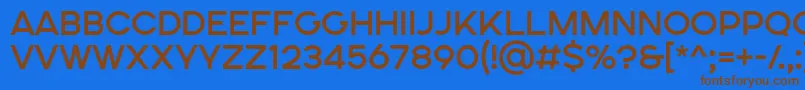 フォントSONGER SE Medium – 茶色の文字が青い背景にあります。