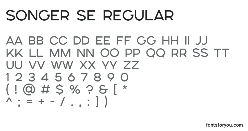 Czcionka SONGER SE Regular – alfabet, cyfry, specjalne znaki