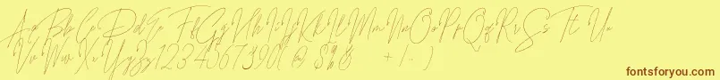 Saiba mais sobre a fonte Songstar Free Fonte Songstar Free – fontes marrons em um fundo amarelo