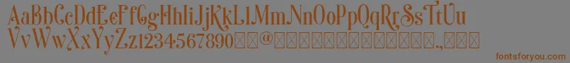 Soniaフォントについての詳細 フォントSonia – 茶色の文字が灰色の背景にあります。