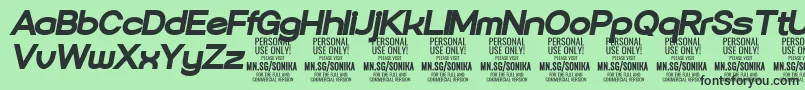 フォントSonika Bl Ita PERSONAL – 緑の背景に黒い文字