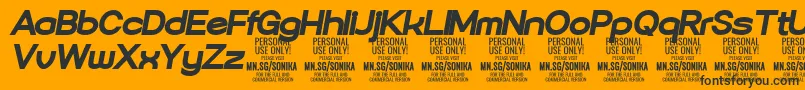 Шрифт Sonika Bl Ita PERSONAL – чёрные шрифты на оранжевом фоне