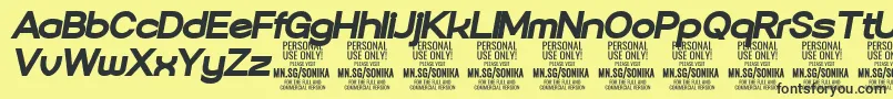 Шрифт Sonika Bl Ita PERSONAL – чёрные шрифты на жёлтом фоне