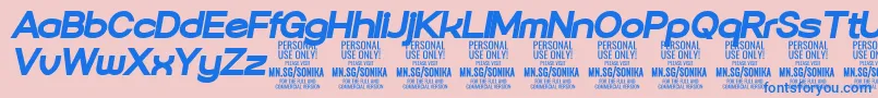 Sonika Bl Ita PERSONAL Font – Blue Fonts on Pink Background