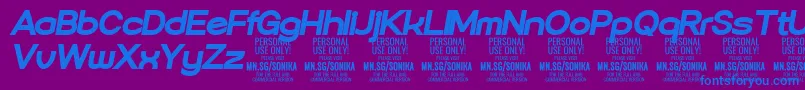 Sonika Bl Ita PERSONAL Font – Blue Fonts on Purple Background