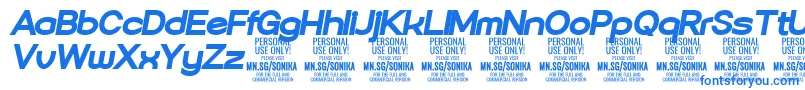 フォントSonika Bl Ita PERSONAL – 白い背景に青い文字