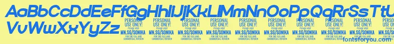 Шрифт Sonika Bl Ita PERSONAL – синие шрифты на жёлтом фоне