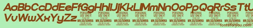 Шрифт Sonika Bl Ita PERSONAL – коричневые шрифты на зелёном фоне