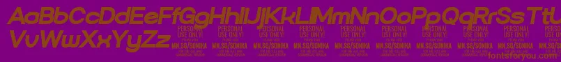 Sonika Bl Ita PERSONAL Font – Brown Fonts on Purple Background