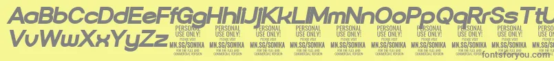 Sonika Bl Ita PERSONAL-Schriftart – Graue Schriften auf gelbem Hintergrund