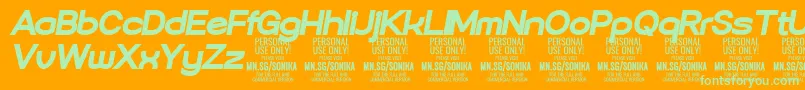 Sonika Bl Ita PERSONAL Font – Green Fonts on Orange Background