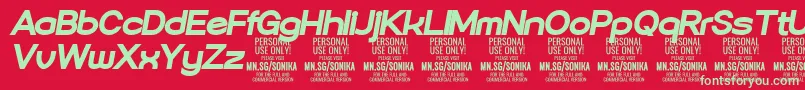 Sonika Bl Ita PERSONAL Font – Green Fonts on Red Background