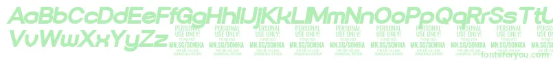 Sonika Bl Ita PERSONAL-Schriftart – Grüne Schriften auf weißem Hintergrund