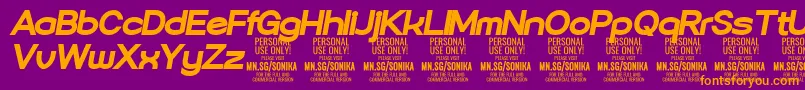 Sonika Bl Ita PERSONAL Font – Orange Fonts on Purple Background