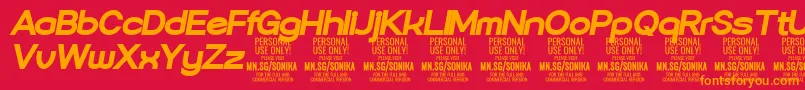 Sonika Bl Ita PERSONAL-Schriftart – Orangefarbene Schriften auf rotem Hintergrund