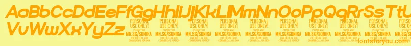 Шрифт Sonika Bl Ita PERSONAL – оранжевые шрифты на жёлтом фоне