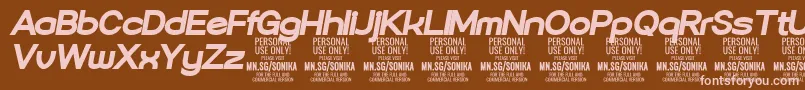 Шрифт Sonika Bl Ita PERSONAL – розовые шрифты на коричневом фоне