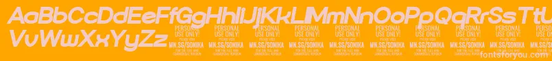 Sonika Bl Ita PERSONAL-Schriftart – Rosa Schriften auf orangefarbenem Hintergrund