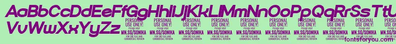 Шрифт Sonika Bl Ita PERSONAL – фиолетовые шрифты на зелёном фоне