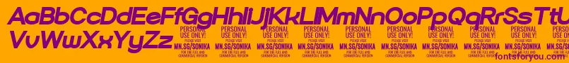 Sonika Bl Ita PERSONAL Font – Purple Fonts on Orange Background