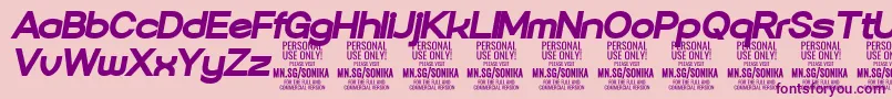 Sonika Bl Ita PERSONAL-Schriftart – Violette Schriften auf rosa Hintergrund