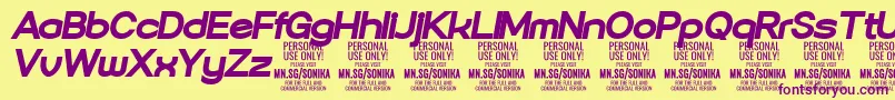 Sonika Bl Ita PERSONAL-Schriftart – Violette Schriften auf gelbem Hintergrund