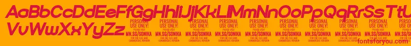 Sonika Bl Ita PERSONAL-Schriftart – Rote Schriften auf orangefarbenem Hintergrund