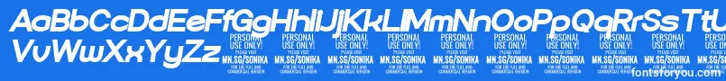 Sonika Bl Ita PERSONAL-Schriftart – Weiße Schriften auf blauem Hintergrund