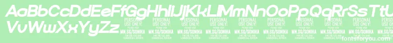 フォントSonika Bl Ita PERSONAL – 緑の背景に白い文字