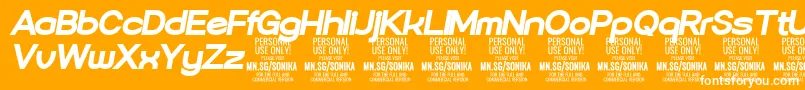 Шрифт Sonika Bl Ita PERSONAL – белые шрифты на оранжевом фоне