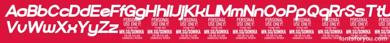 Sonika Bl Ita PERSONAL Font – White Fonts on Red Background