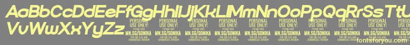 Шрифт Sonika Bl Ita PERSONAL – жёлтые шрифты на сером фоне